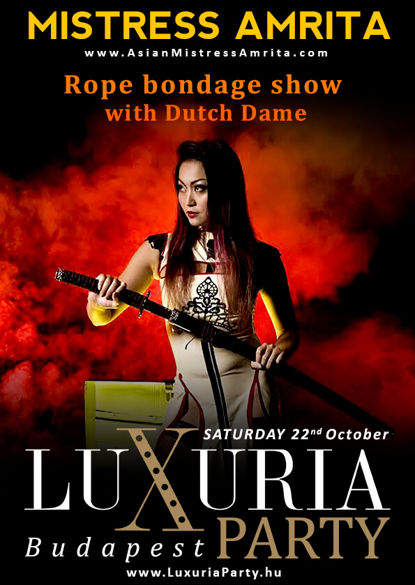 Mistress Amrita performance flyer: Luxuria Party
