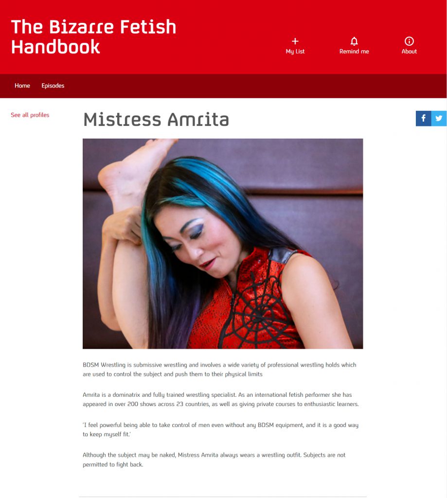 mistress amrita channel 4 the bizarre fetish handbook