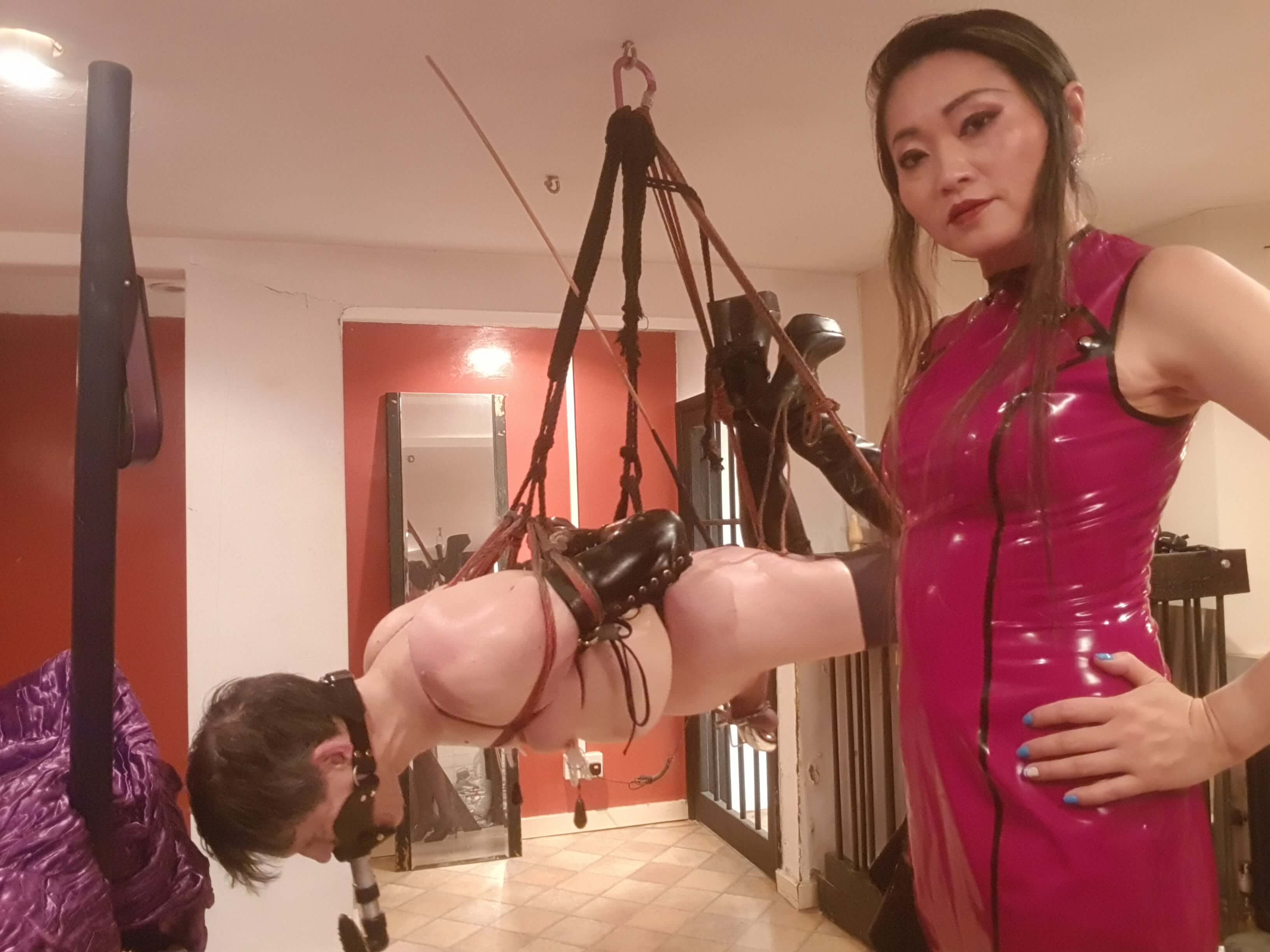 japanese rope bondage-suspension by mature asian mistress amrita